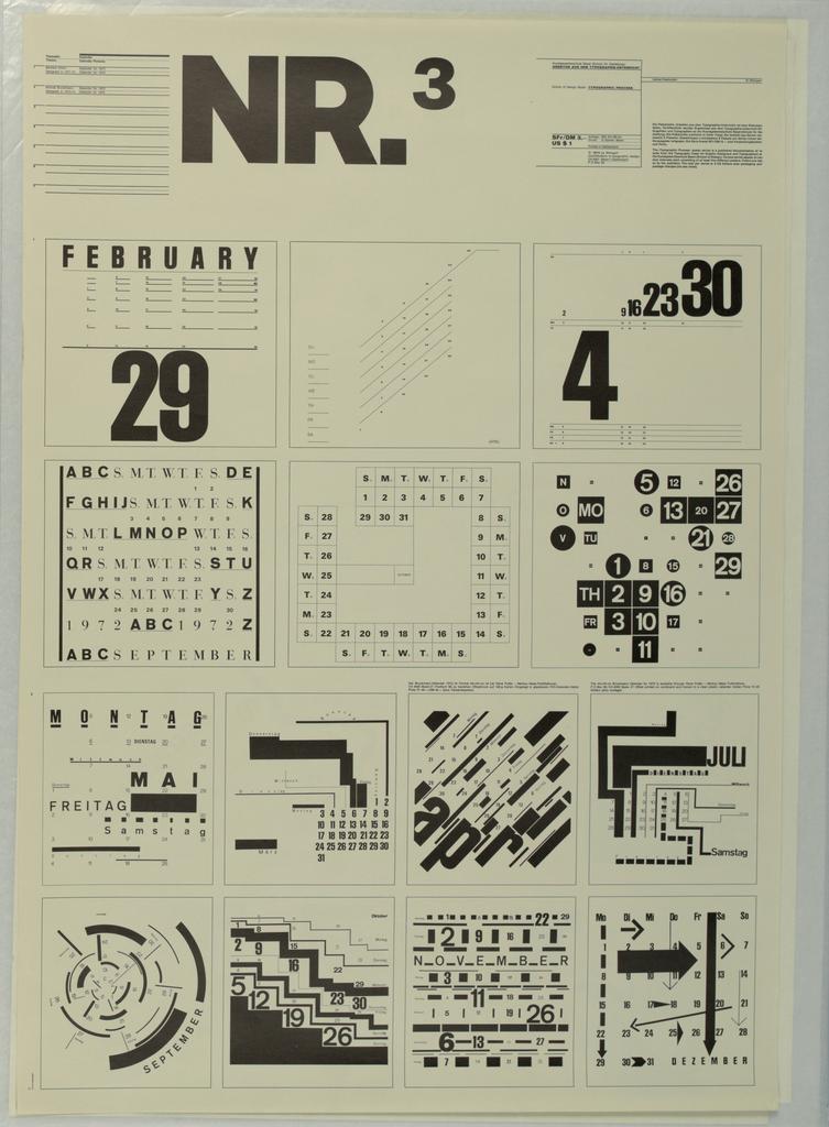 NR.3-Typographic Process, Kalender [Calendar Pictures], from the School of Design, Basel