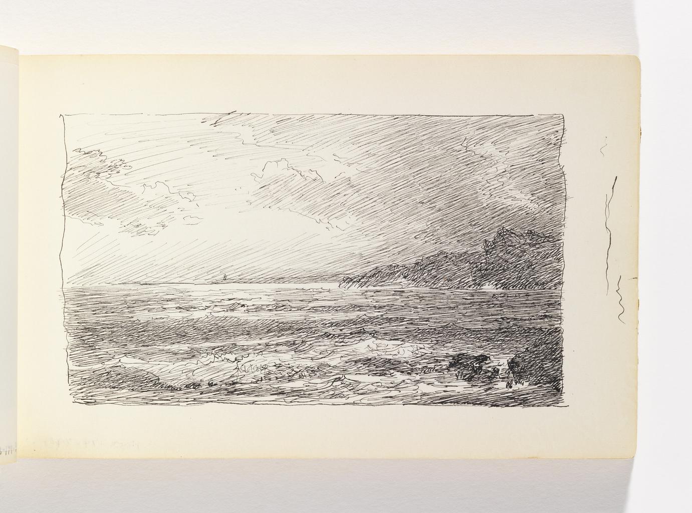Ocean, Rocks and Distant Cliffs