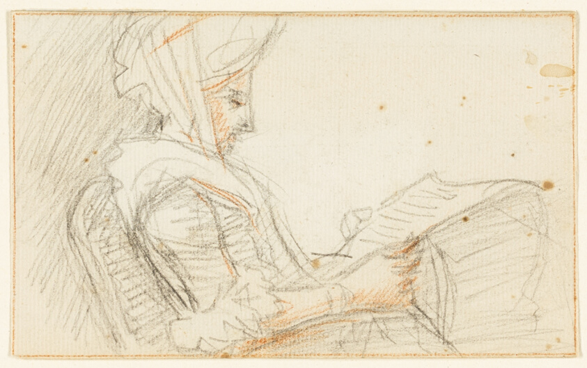 Right Profile of Seated Woman Reading