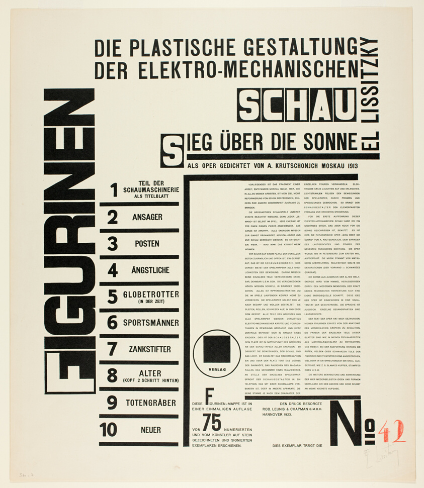 Text Sheet, plate from Figurines: The Three-Dimensional Design of the Electro-Mechanical Show: "Victory over the Sun"