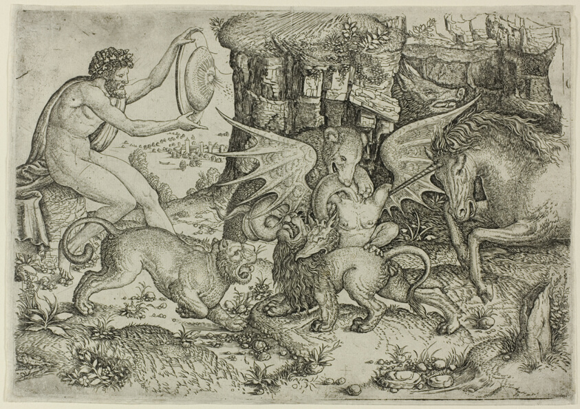 Allegory: Combat of Animals in the Presence of Man with Shield