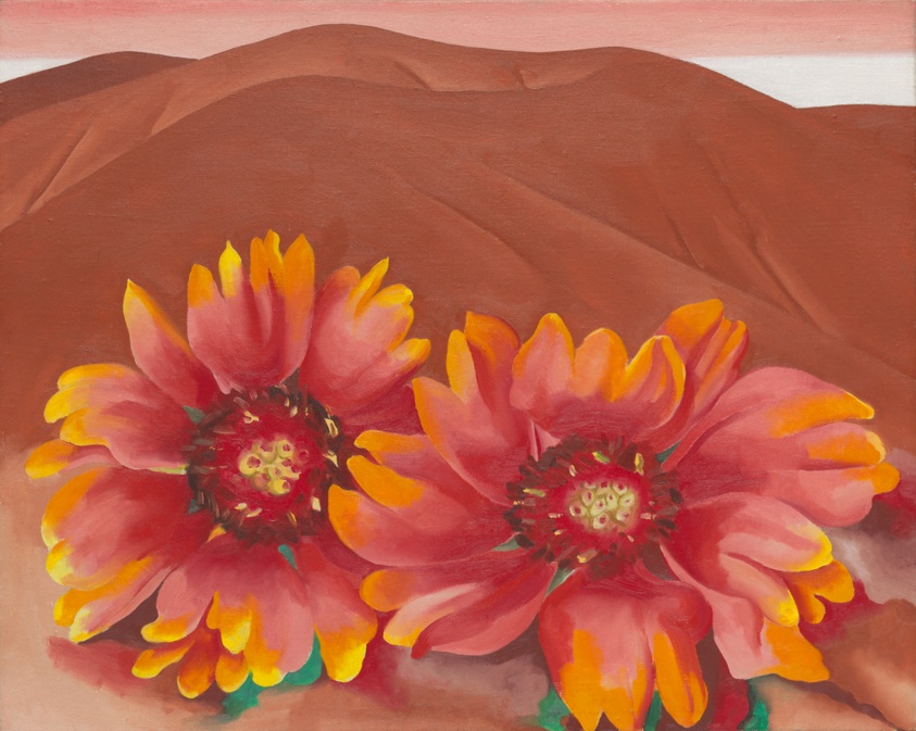 Red Hills with Flowers